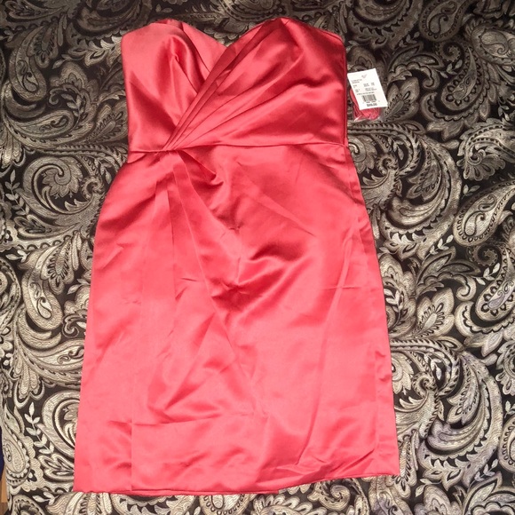 NWT Strapless satin guava pink dress - Picture 2 of 5